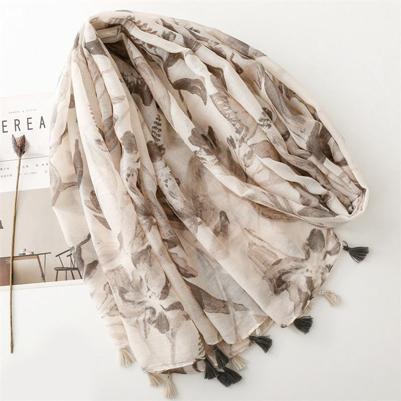 Tie-dye ombré pearl chiffon scarf