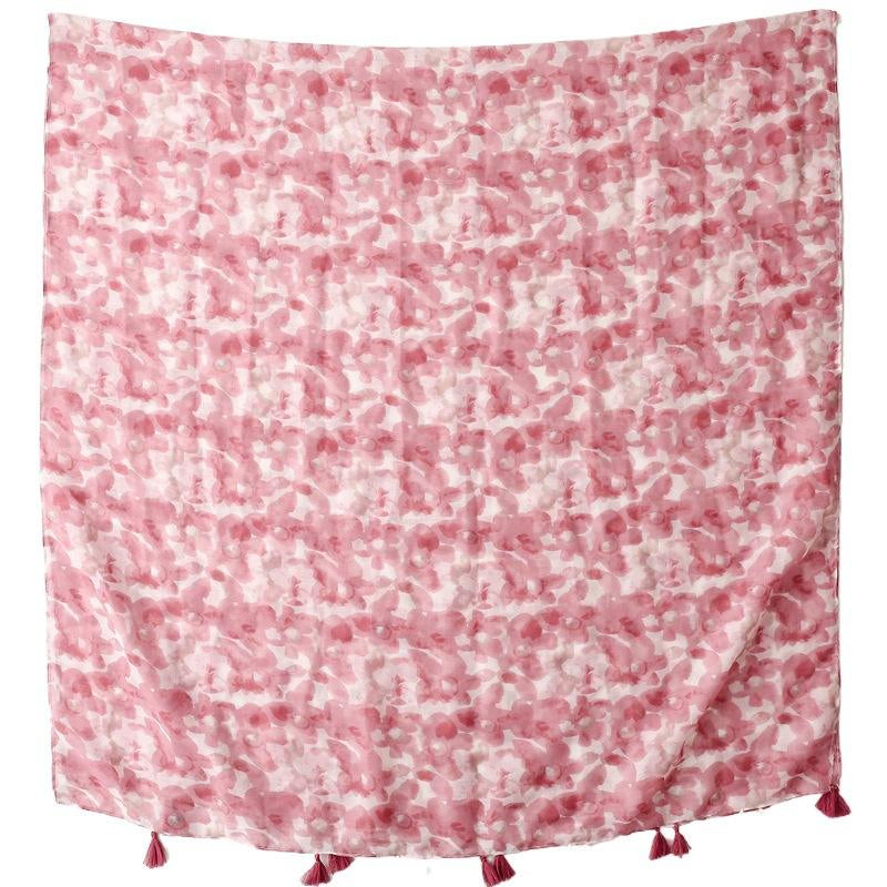 Balinese Print Long Silk Polyester Shawl