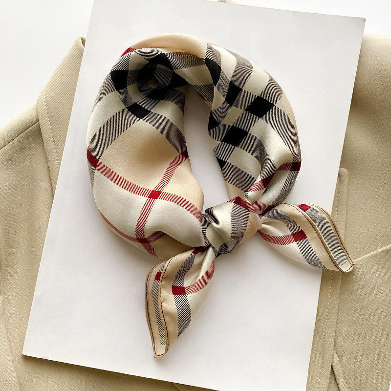 Diamond Camel Check Print Small Square Scarf