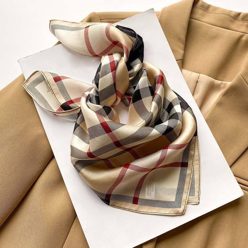 Diamond Camel Check Print Small Square Scarf