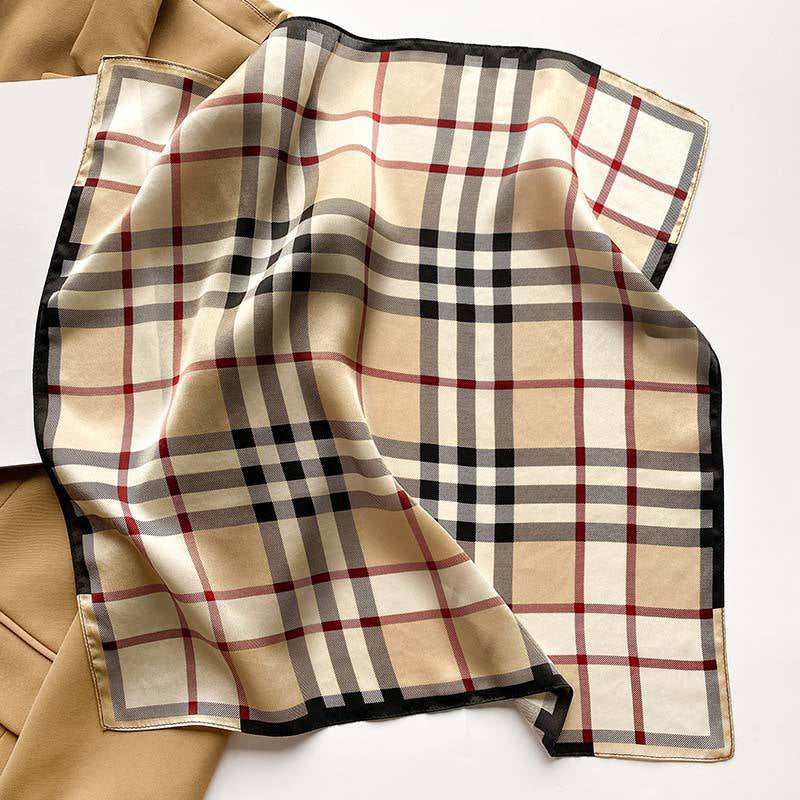 Diamond Camel Check Print Small Square Scarf