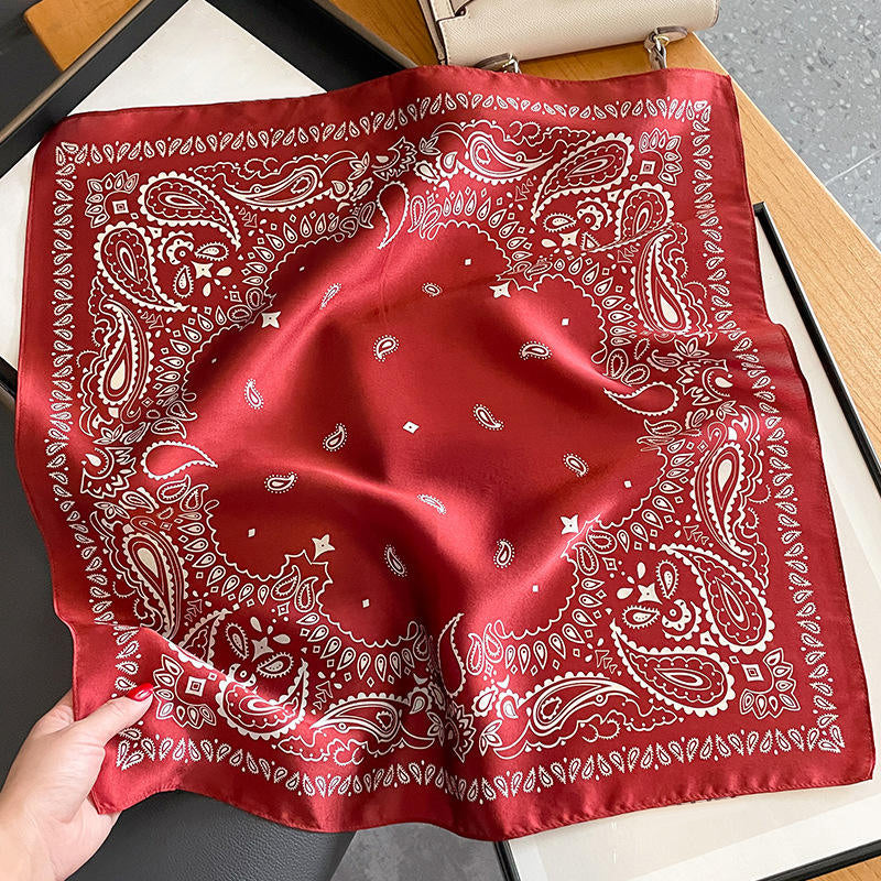 Korean style floral retro print square scarf