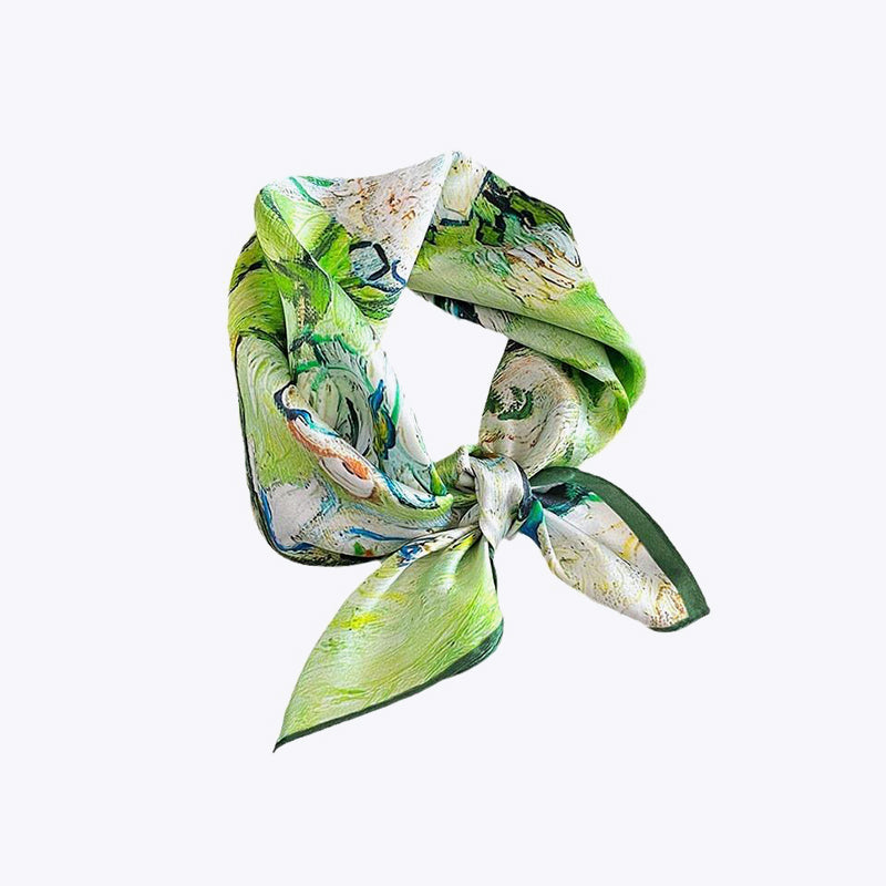 Digitally printed hand-trimmed fashion scarf