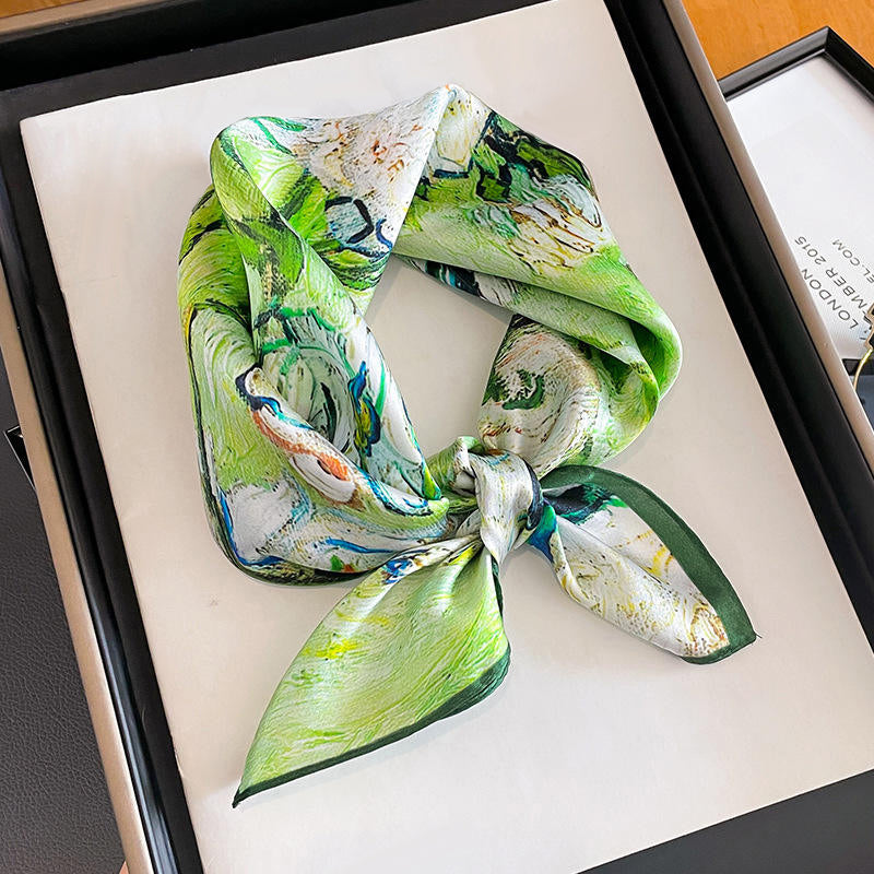 Digitally printed hand-trimmed fashion scarf