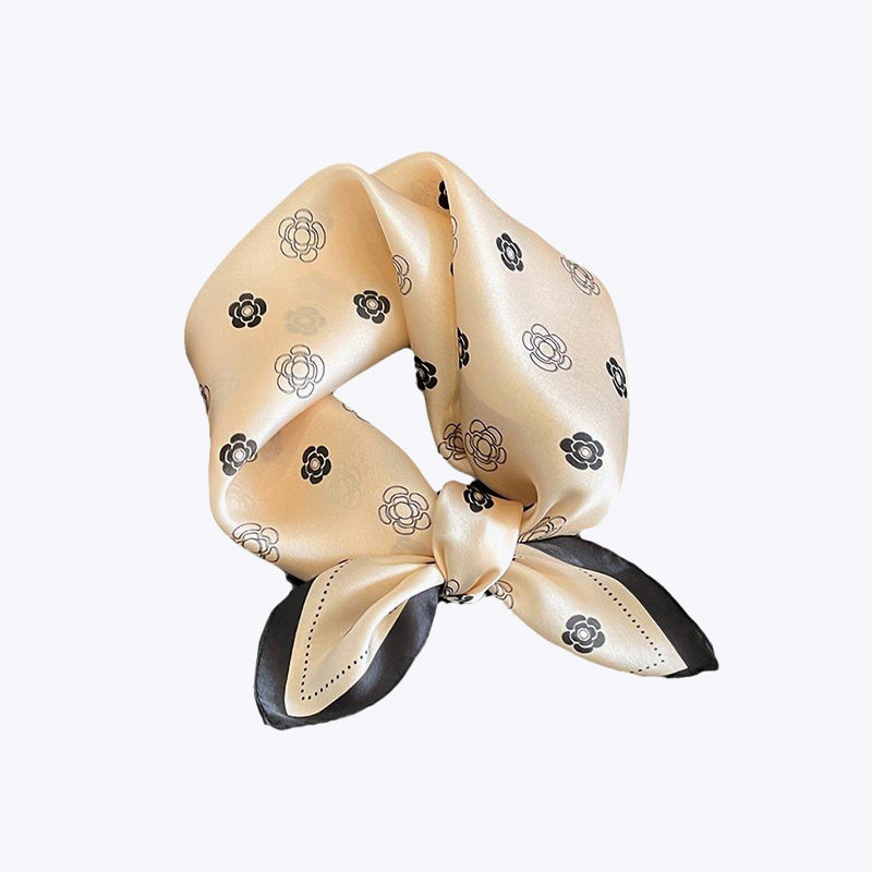 Printed multifunctional short silk headscarf