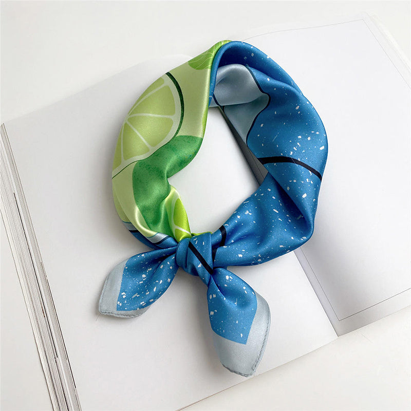 Cute cat cartoon landscape print scarf