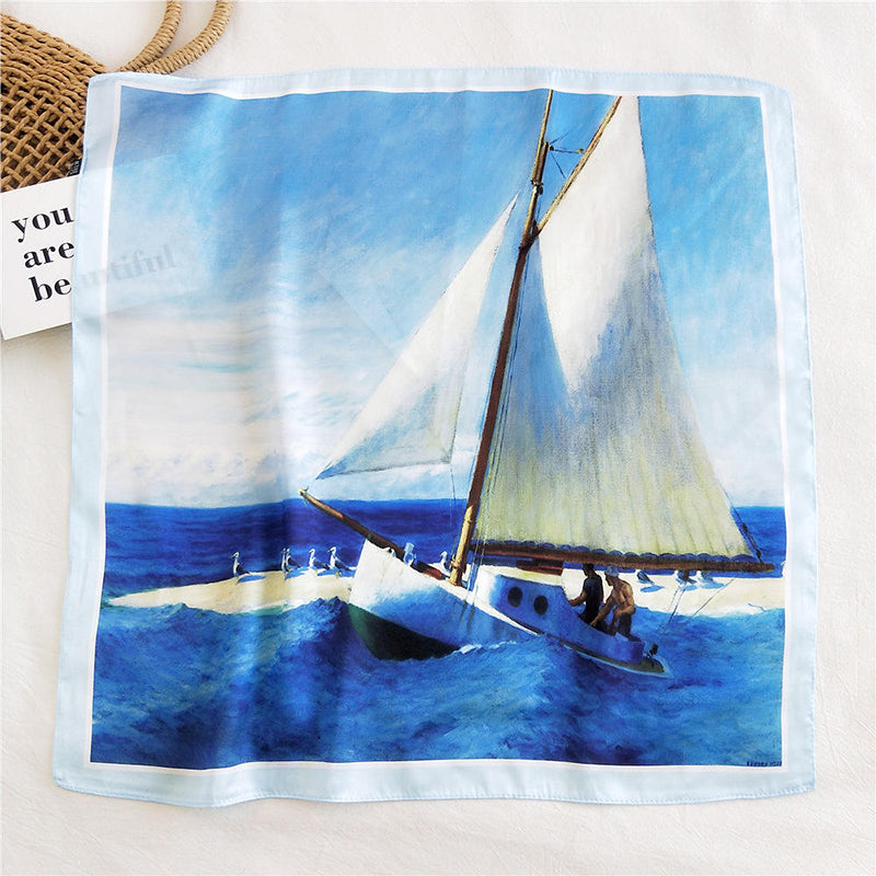 Character and sailboat themed scarf