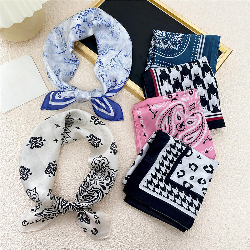 Cashew leaf print satin scarf