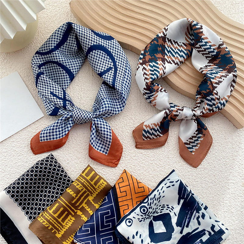 Stylish Geometric Plaid Print Pocket Scarf