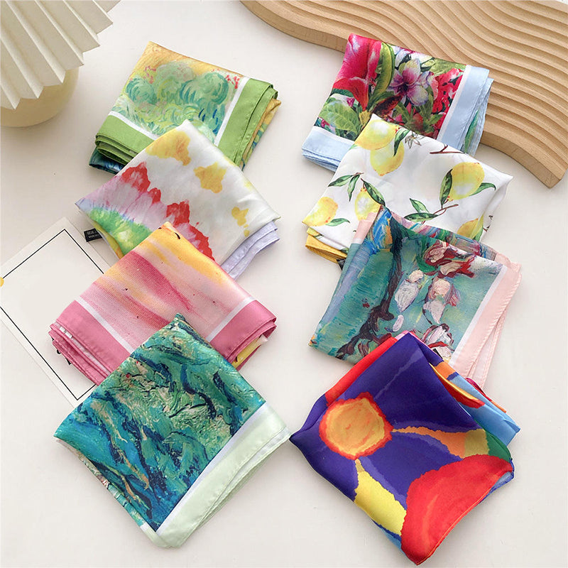 Geometric gradient colorful square scarf