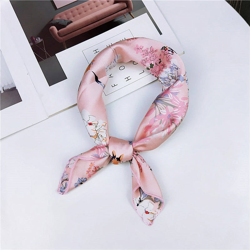 Polka dot square satin print scarf