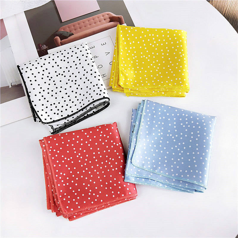 Polka dot square satin print scarf