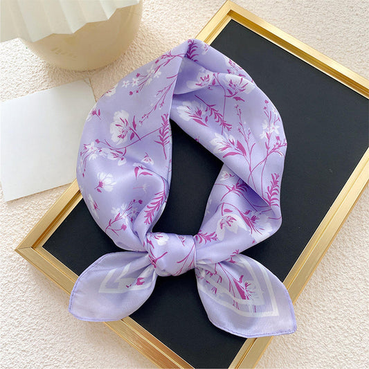 Floral Geometric Women's Square Satin Scarf