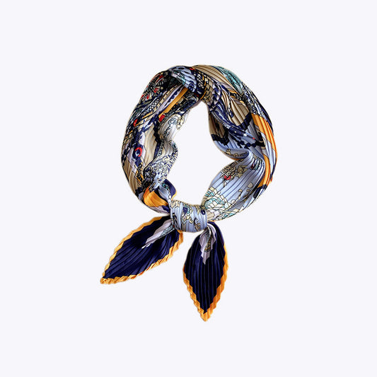 Pleated Print Fashion Square Neck Scarf