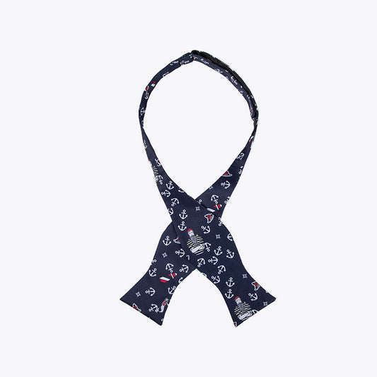 Navy blue nautical themed men's tie