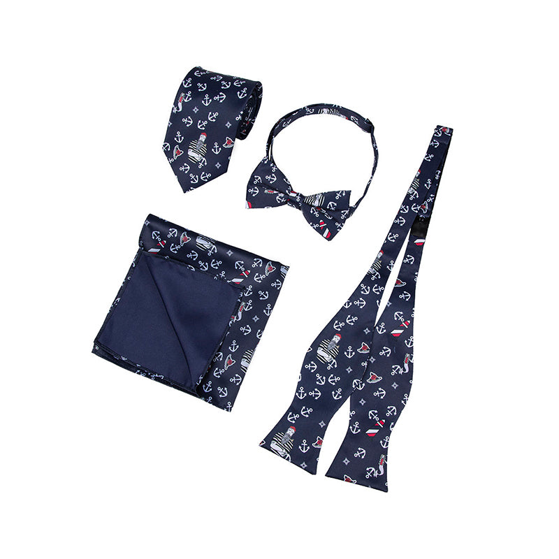 Navy blue nautical themed men's tie