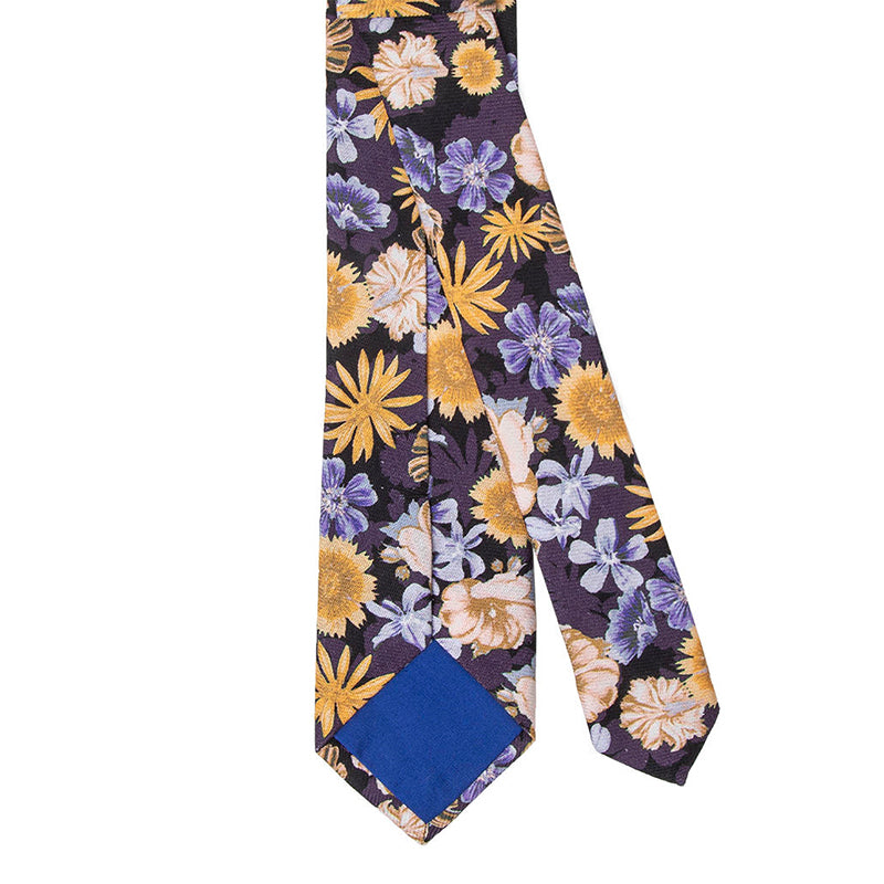 Men's Purple Floral Cotton Skinny Tie