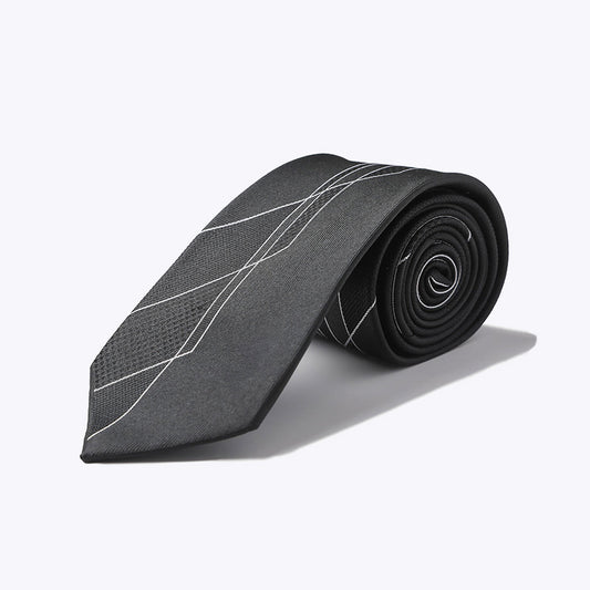 Black and white geometric panel men's self-tie tie