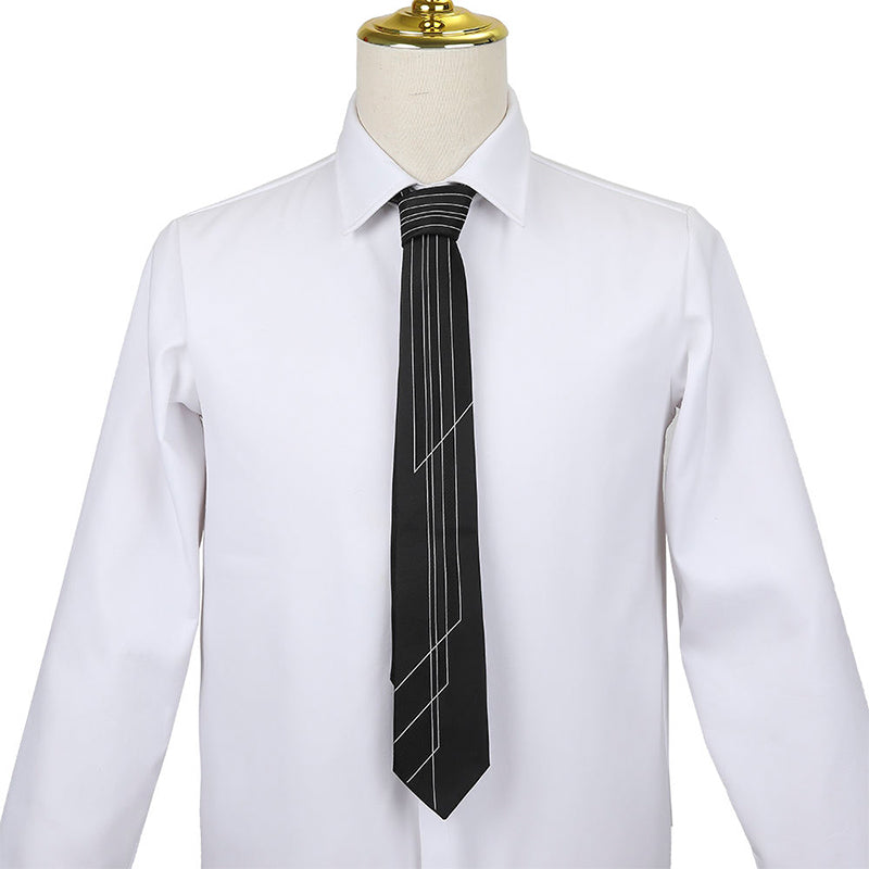 Black and white geometric panel men's self-tie tie