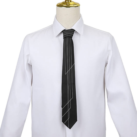 Black and white geometric panel men's self-tie tie