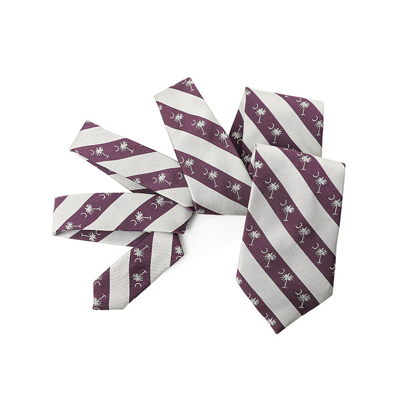 Palm Tree Bar Striped Silk Tie