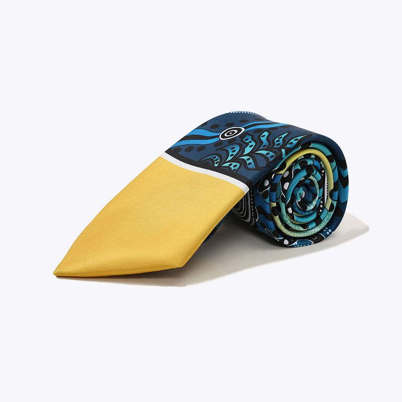 Ocean blue Great Barrier Reef style digital print tie