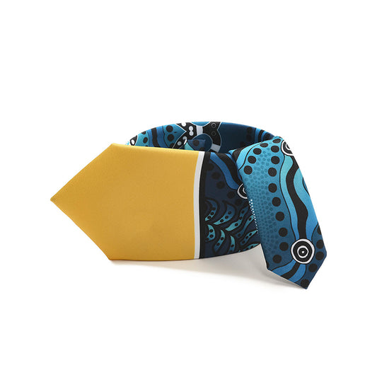 Ocean blue Great Barrier Reef style digital print tie