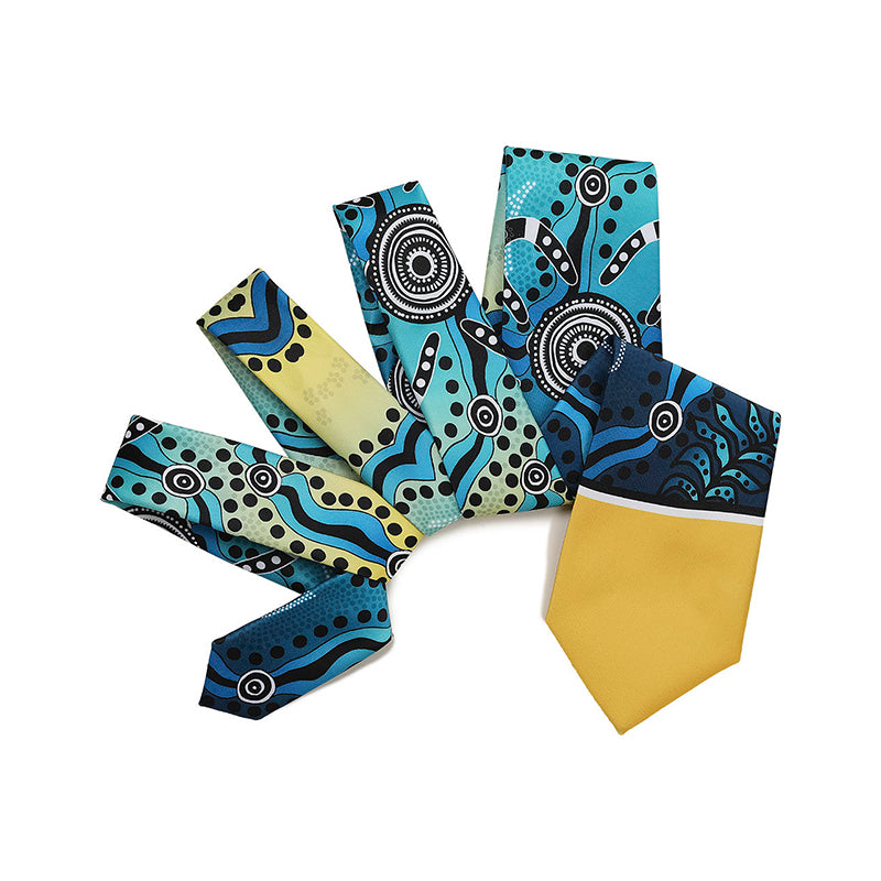 Ocean blue Great Barrier Reef style digital print tie