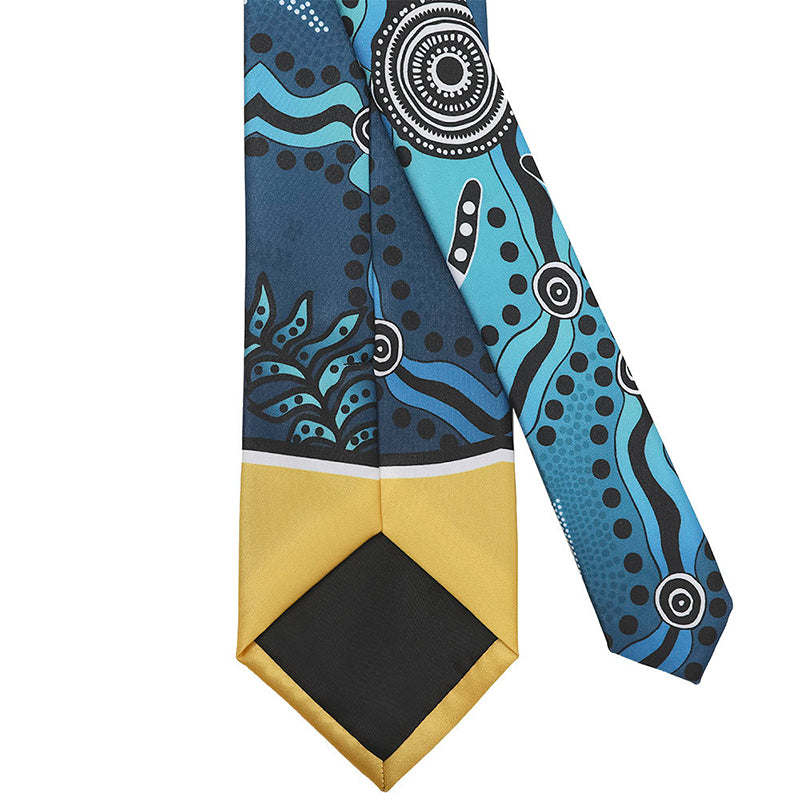 Ocean blue Great Barrier Reef style digital print tie