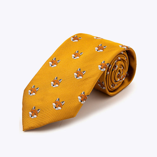 Orange Fox Face Jacquard Men's Tie