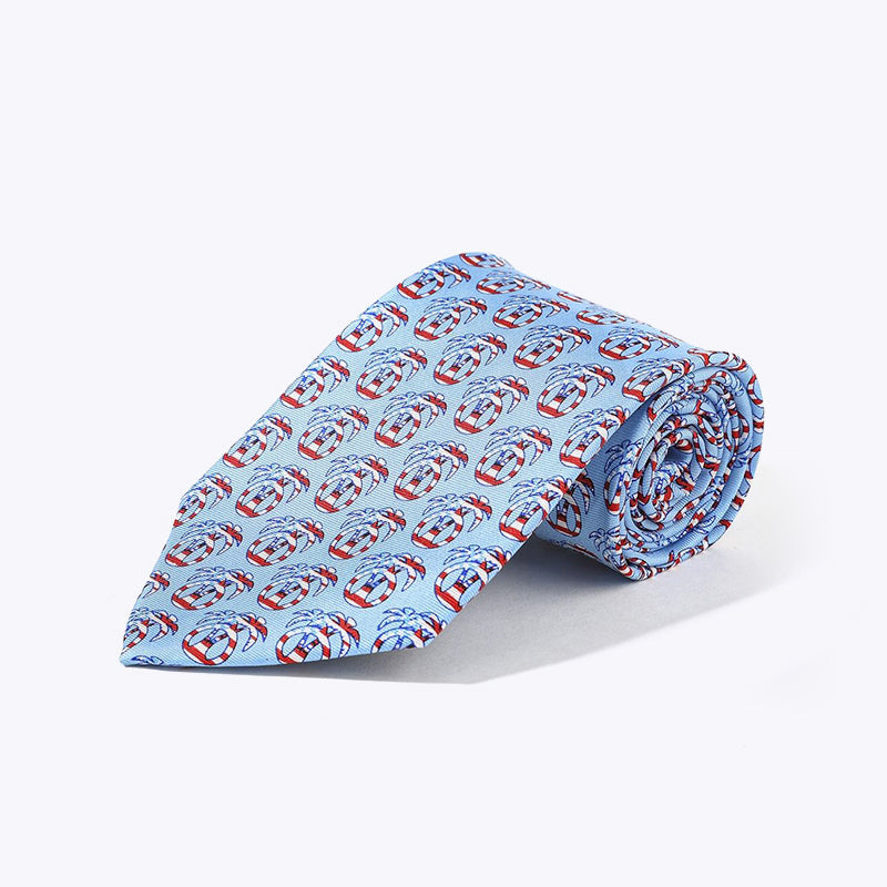 American blue flag patriotic palm tree print tie