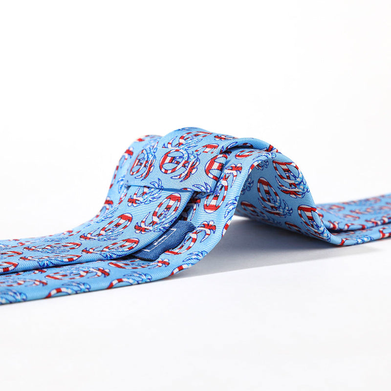 American blue flag patriotic palm tree print tie