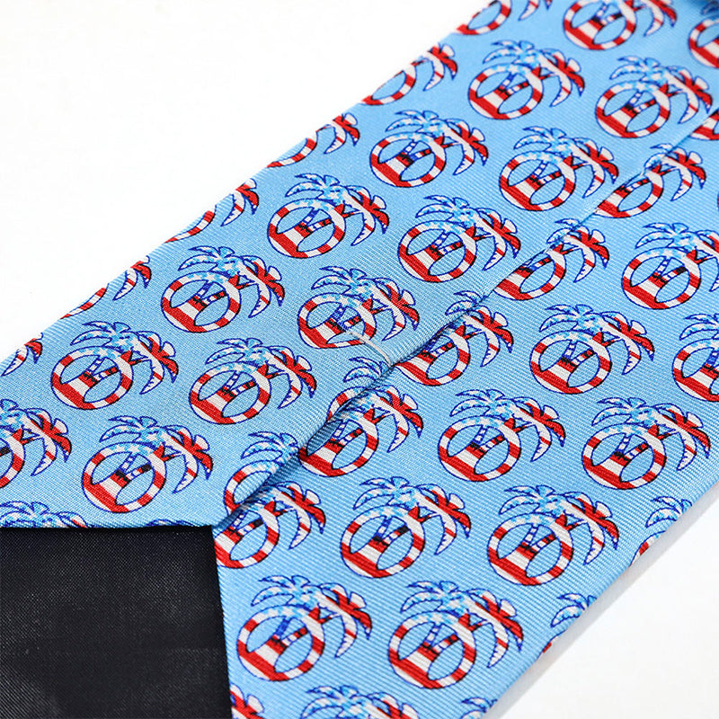 American blue flag patriotic palm tree print tie